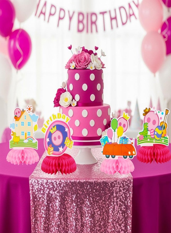 TONIFUL Happy Birthday Pink Pig Themed Table Honeycomb Centerpieces,Double Sided Cartoon Pig Table Topper Decor for Girl Birthday Party Supplies Party Decorations (8 Pcs) - Image 5